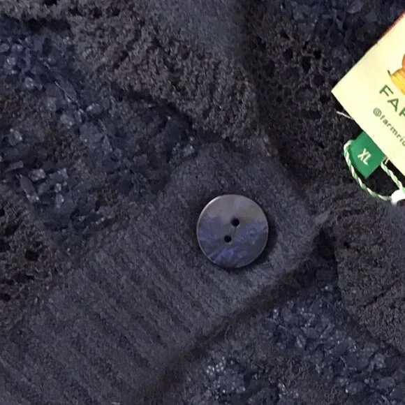 Farm Rio Navy Blue Mixed Stitches Cardigan - Picture 12 of 16